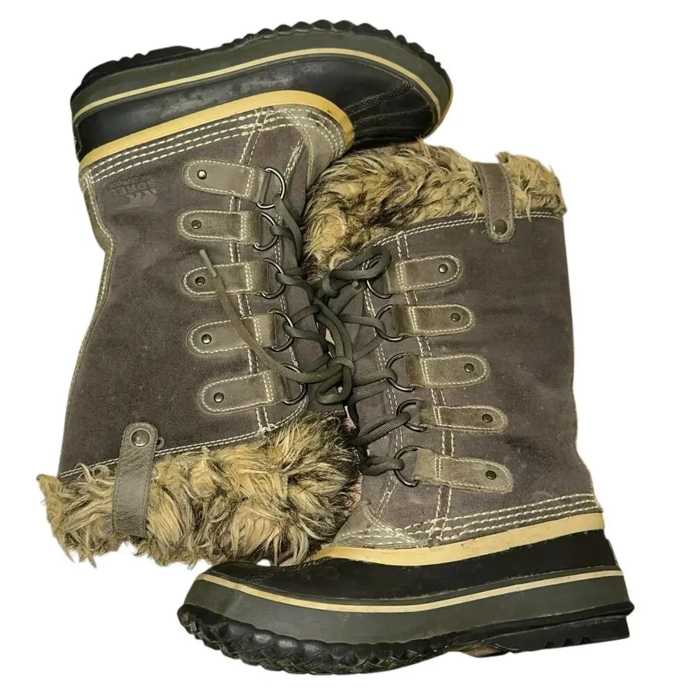 Sorel Joan of Arctic Waterproof Winter Boots Quarry‎ & Black Size 6